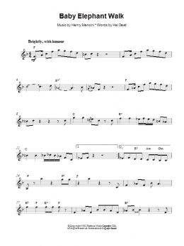 page one of Baby Elephant Walk (Lead Sheet / Fake Book)