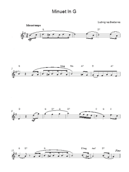 page one of Minuet In G (Lead Sheet / Fake Book)