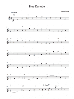 page one of Blue Danube Waltz (Lead Sheet / Fake Book)