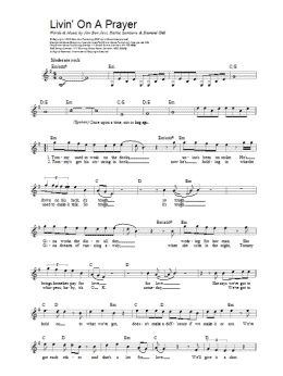 page one of Livin' On A Prayer (Lead Sheet / Fake Book)
