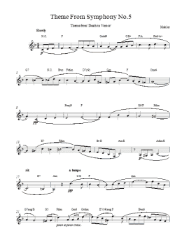 page one of Adagietto (from Symphony No. 5, 4th Movement) (Lead Sheet / Fake Book)