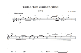 page one of Theme From Clarinet Quintet (Lead Sheet / Fake Book)