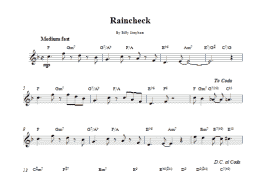 page one of Raincheck (Lead Sheet / Fake Book)