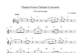 page one of Theme From Clarinet Concerto (Lead Sheet / Fake Book)