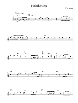 page one of Turkish March (Lead Sheet / Fake Book)
