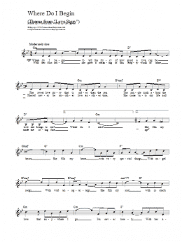 page one of Where Do I Begin (Lead Sheet / Fake Book)