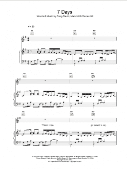 page one of 7 Days (Piano, Vocal & Guitar Chords)