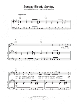 page one of Sunday Bloody Sunday (Piano, Vocal & Guitar Chords)