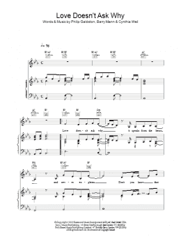 page one of Love Doesn't Ask Why (Piano, Vocal & Guitar Chords)
