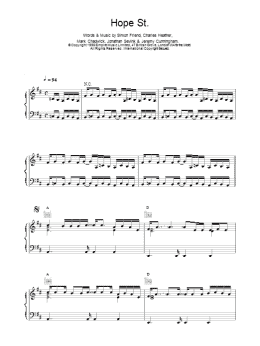 page one of Hope Street (Piano, Vocal & Guitar Chords)