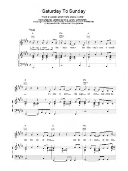 page one of Saturday To Sunday (Piano, Vocal & Guitar Chords)