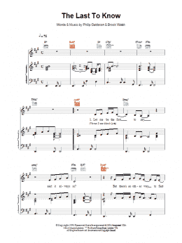 page one of The Last To Know (Piano, Vocal & Guitar Chords)