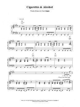 page one of Cigarettes & Alcohol (Piano, Vocal & Guitar Chords)