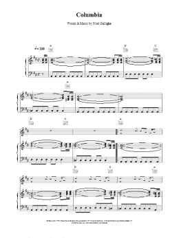 page one of Columbia (Piano, Vocal & Guitar Chords)