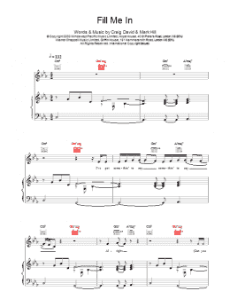 page one of Fill Me In (Piano, Vocal & Guitar Chords)