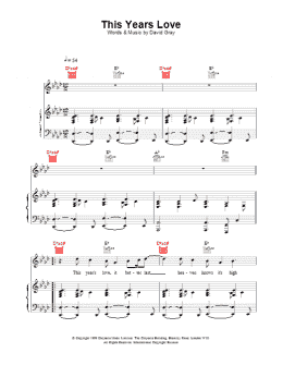 page one of This Year's Love (Piano, Vocal & Guitar Chords)