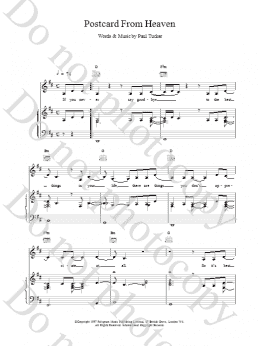 page one of Postcard From Heaven (Piano, Vocal & Guitar Chords)
