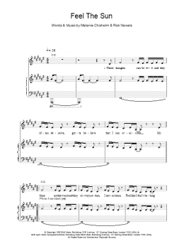page one of Feel The Sun (Piano, Vocal & Guitar Chords)