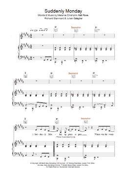 page one of Suddenly Monday (Piano, Vocal & Guitar Chords)