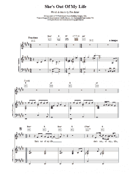 page one of She's Out Of My Life (Piano, Vocal & Guitar Chords)