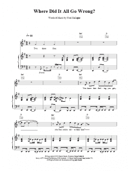 page one of Where Did It All Go Wrong? (Piano, Vocal & Guitar Chords)