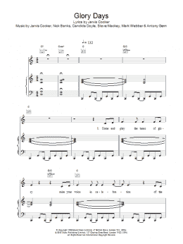 page one of Glory Days (Piano, Vocal & Guitar Chords)