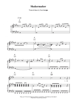page one of Shakermaker (Piano, Vocal & Guitar Chords)