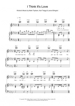 page one of I Think It's Love (Piano, Vocal & Guitar Chords)