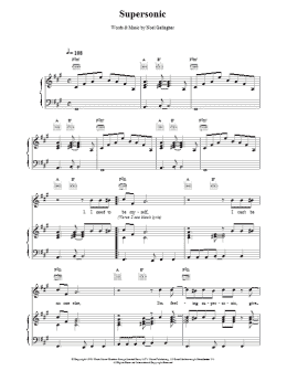 page one of Supersonic (Piano, Vocal & Guitar Chords)