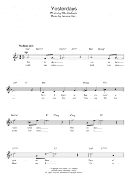 page one of Yesterdays (Lead Sheet / Fake Book)
