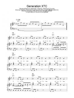 page one of Generation XTC (Piano, Vocal & Guitar Chords)