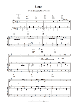 page one of Lions (Piano, Vocal & Guitar Chords)