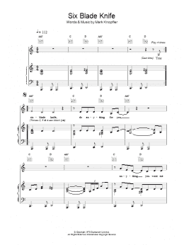 page one of Six Blade Knife (Piano, Vocal & Guitar Chords)
