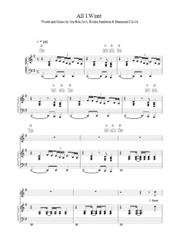 page one of All I Want (Piano, Vocal & Guitar Chords)