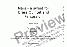 page one of Mars - a sweet for Brass Quintet & Percussion