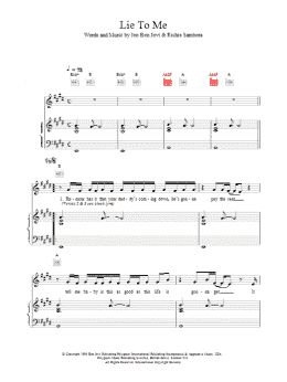 page one of Lie To Me (Piano, Vocal & Guitar Chords)