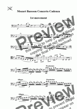 page one of Mozart Bassoon Concerto Cadenzas