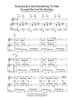 page one of Everybody's Got Something To Hide etc. (Piano, Vocal & Guitar Chords)