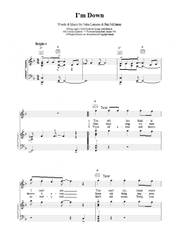 page one of I'm Down (Piano, Vocal & Guitar Chords)