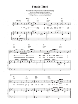 page one of I'm So Tired (Piano, Vocal & Guitar Chords)