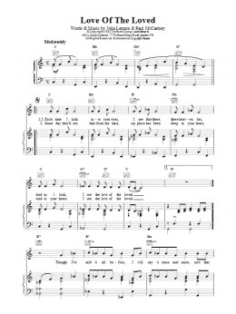 page one of Love Of The Loved (Piano, Vocal & Guitar Chords)