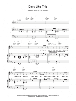 page one of Days Like This (Piano, Vocal & Guitar Chords)