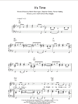 page one of Its Time (Piano, Vocal & Guitar Chords)