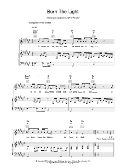 page one of Burn The Light (Piano, Vocal & Guitar Chords)