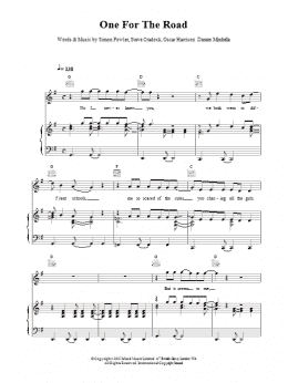 page one of One For The Road (Piano, Vocal & Guitar Chords)