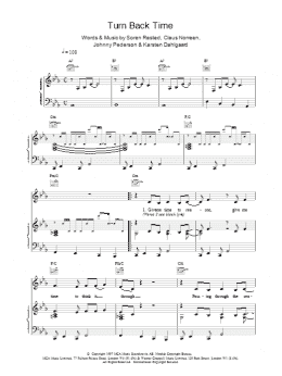 page one of Turn Back Time (Piano, Vocal & Guitar Chords)