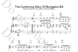 page one of The Continuing Story Of Bungalow Bill (Piano, Vocal & Guitar Chords)