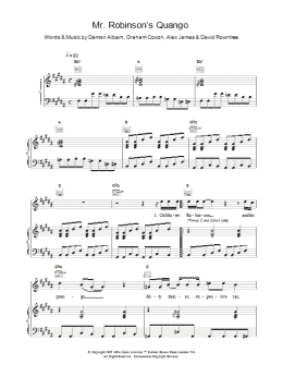 page one of Mr Robinson's Quango (Piano, Vocal & Guitar Chords)