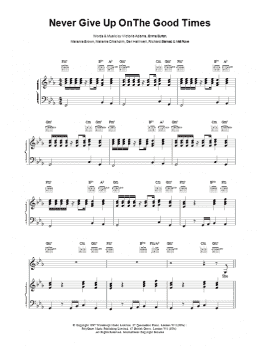 page one of Never Give Up On The Good Times (Piano, Vocal & Guitar Chords)