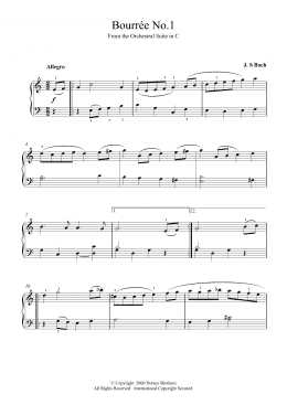 page one of Bourree No.1 (Piano Solo)